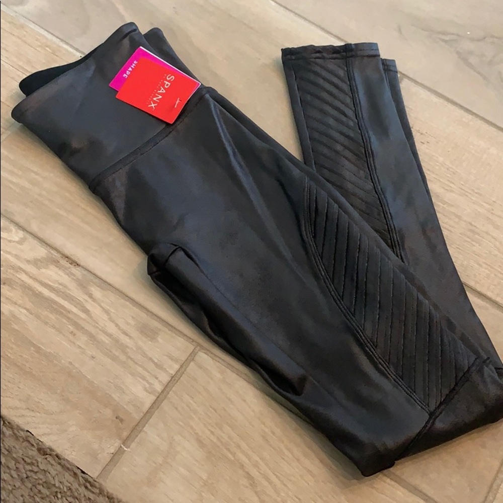 Spanx Black Moto faux leather leggings - S